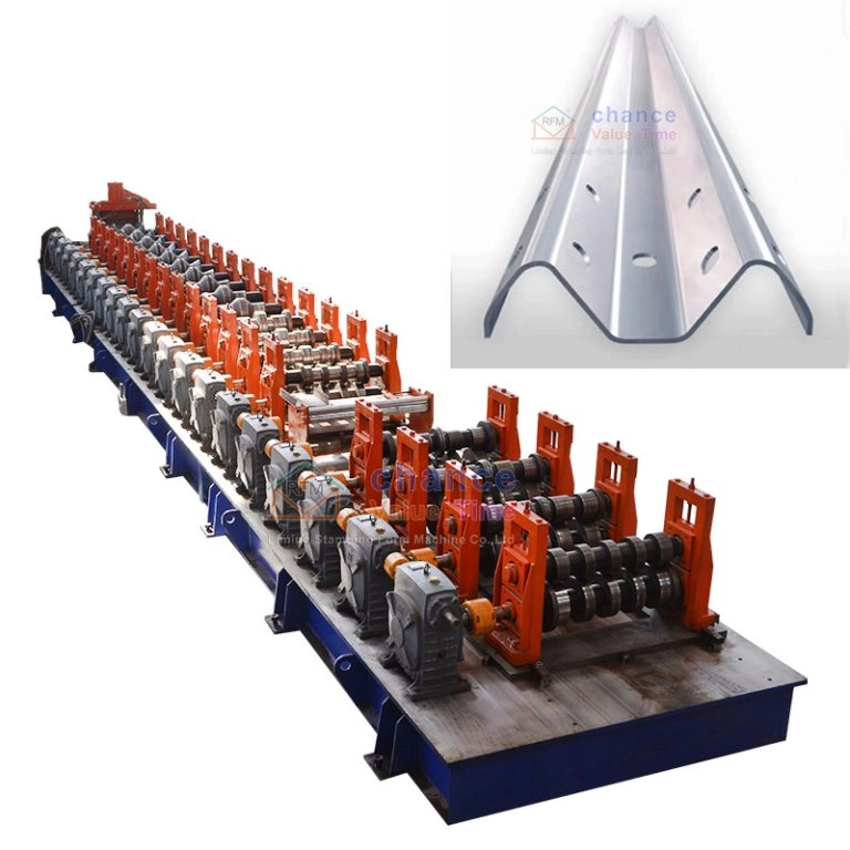 w beam guardrail roll forming machine and finished guardrail profile
