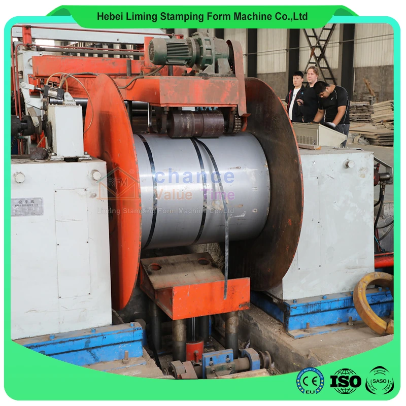 Steel coil slitting machine rewinding separated strips